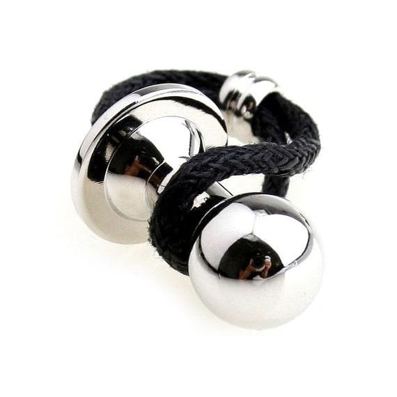 Silver Tone Plug Cufflinks Rope Band Wrap Around Cuff Links Image 1