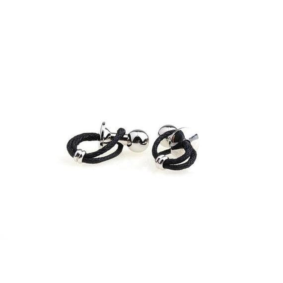 Silver Tone Plug Cufflinks Rope Band Wrap Around Cuff Links Image 2