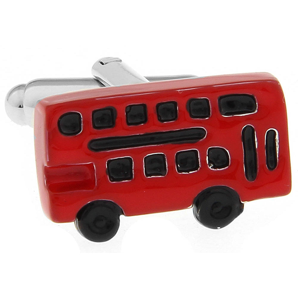 Double Decker Bus Cufflinksr London Red Buses Mass Transport United Kingdom Tourist Stop Cool Fun Unique Cuff Links Image 3