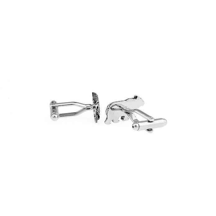 Walking Bear Cufflinks Silver Tone with Black Enamel Grizzly Bear Cuff Links Image 2