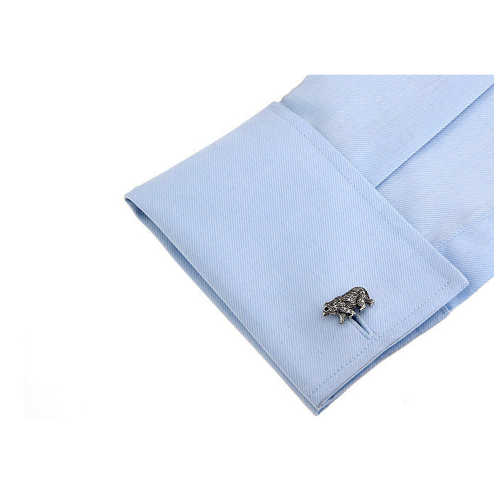 Walking Bear Cufflinks Silver Tone with Black Enamel Grizzly Bear Cuff Links Image 3