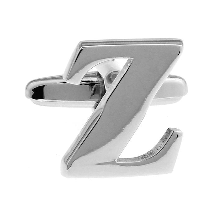 Classic "Z" Cufflinks Silver Tone Initial Alaphabet Cut Letters Z Cuff Links Groom Father Bride Wedding Box Fathers Day Image 1