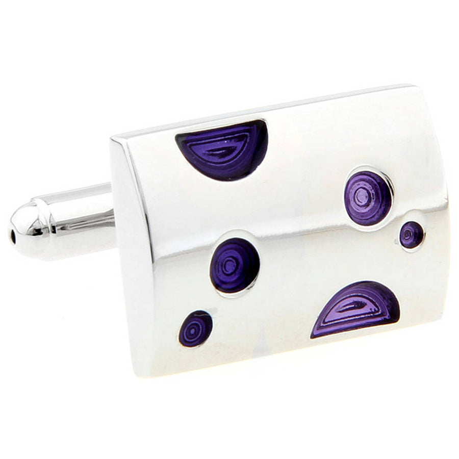 Silver Bar Purple Crazy Dots Cufflinks Fun Unique Cuff Links Image 1