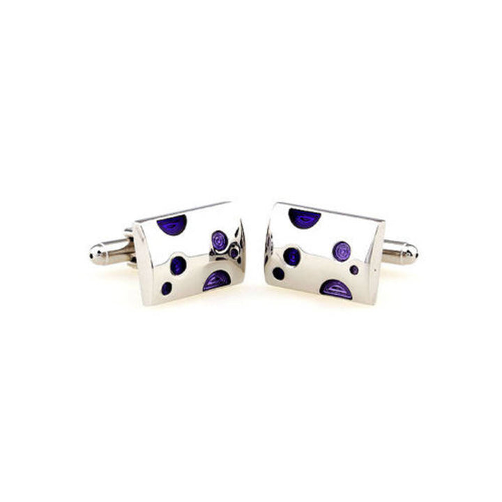 Silver Bar Purple Crazy Dots Cufflinks Fun Unique Cuff Links Image 3