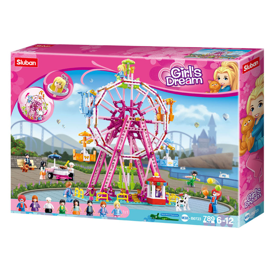 Sluban Kids Girls Dream Ferris Wheel 789 Pc Building Blocks for Kids, Colorful 3D Stackable Toys Image 1