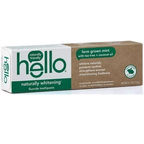 Hello Naturally Whitening Farm Mint With Tea Tree + Coconut Fluoride Toothpaste Image 1