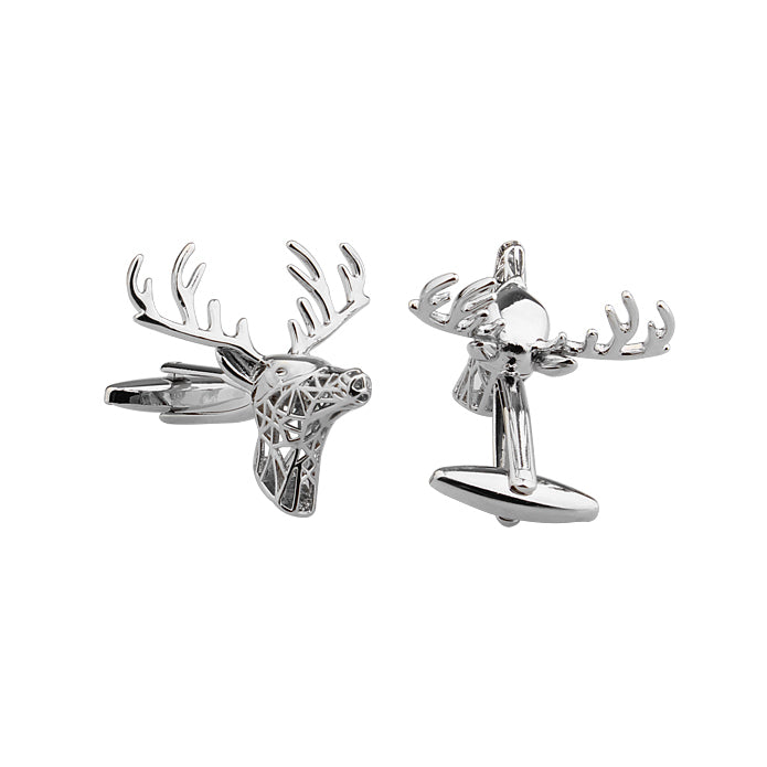 Silver Deer Cufflinks Reindeer Deer Cuff Links Majestic Deer Buck Cufflinks Image 2