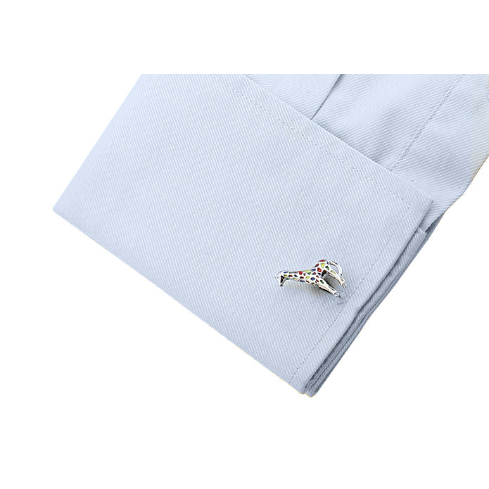 Giraffe Cufflinks Color of the Rainbow Africa Cufflinks Silver Tone 3-D Cuff Links Image 3