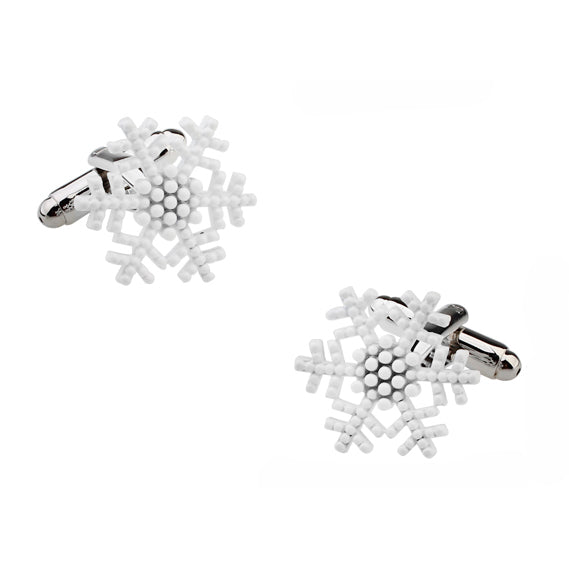 Sun Valley White Snowflake Cufflinks Ice Snow Flake Cuff Links NIB Image 1