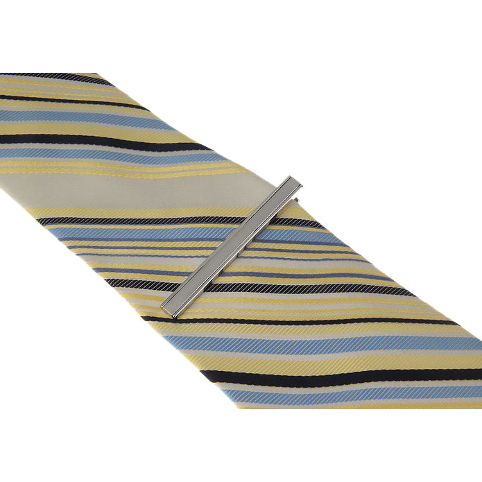 Silver White Channel Enamel Inlaid Classic Mens Tie Clip Tie Bar Silver Tone Very Cool Comes with Gift Box Image 4