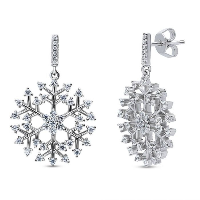18K White Gold Snowflake Crystal Earrings With Swarovski Elements Image 2