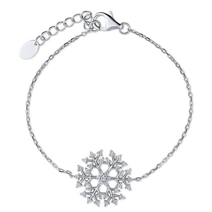 18K White Gold Crystal Snowflake Bracelet Made With Swarovski Elements Image 2