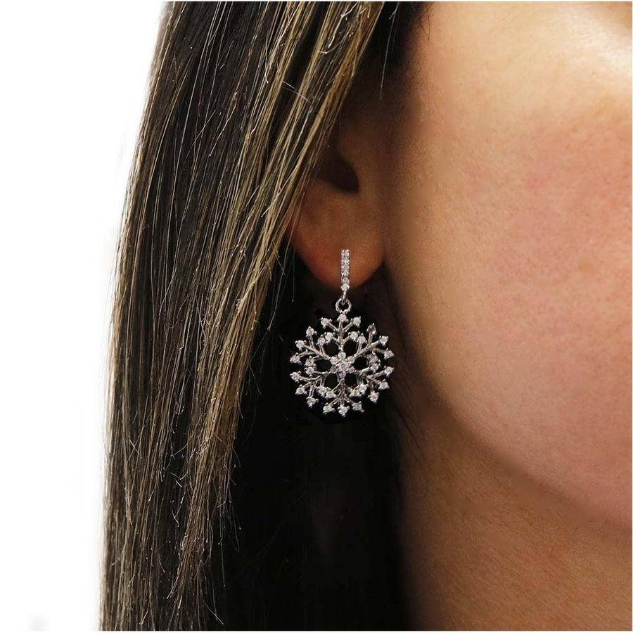 18K White Gold Snowflake Crystal Earrings With Swarovski Elements Image 1