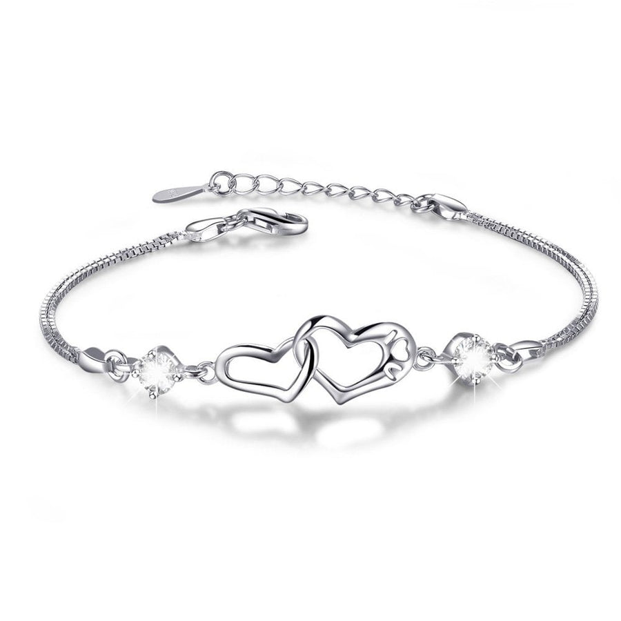 Swarovski Elements Interlock Heart Bracelet 18K White Gold Plated 7.5" Length Image 1