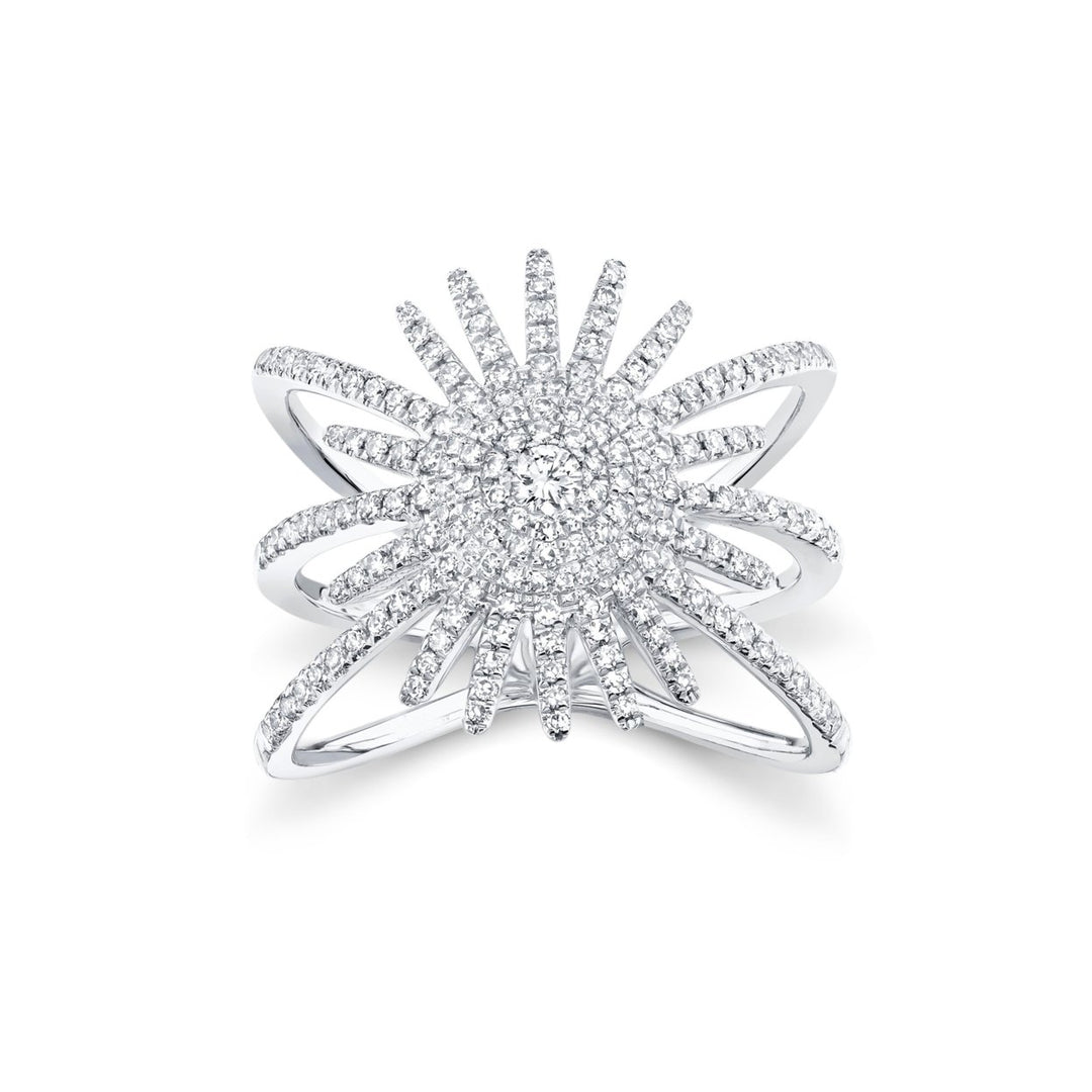 Swarovski Multi Band Starburst Crystal Ring 18K White Gold Plated Sizes 6-9 Image 2