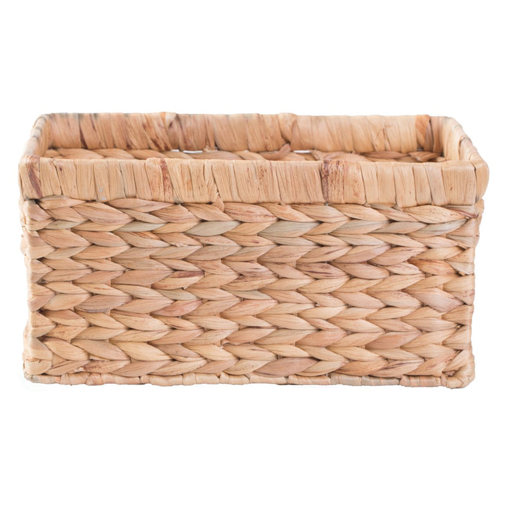 Natural Water Hyacinth Rectangular Storage Bin Basket for Organizing Decor Image 3