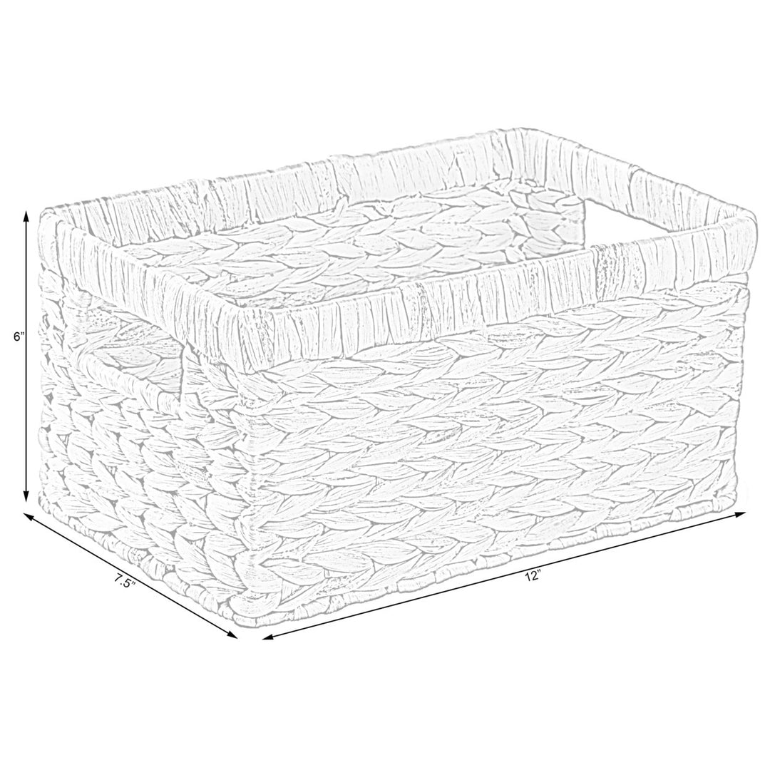 Natural Water Hyacinth Rectangular Storage Bin Basket for Organizing Decor Image 6