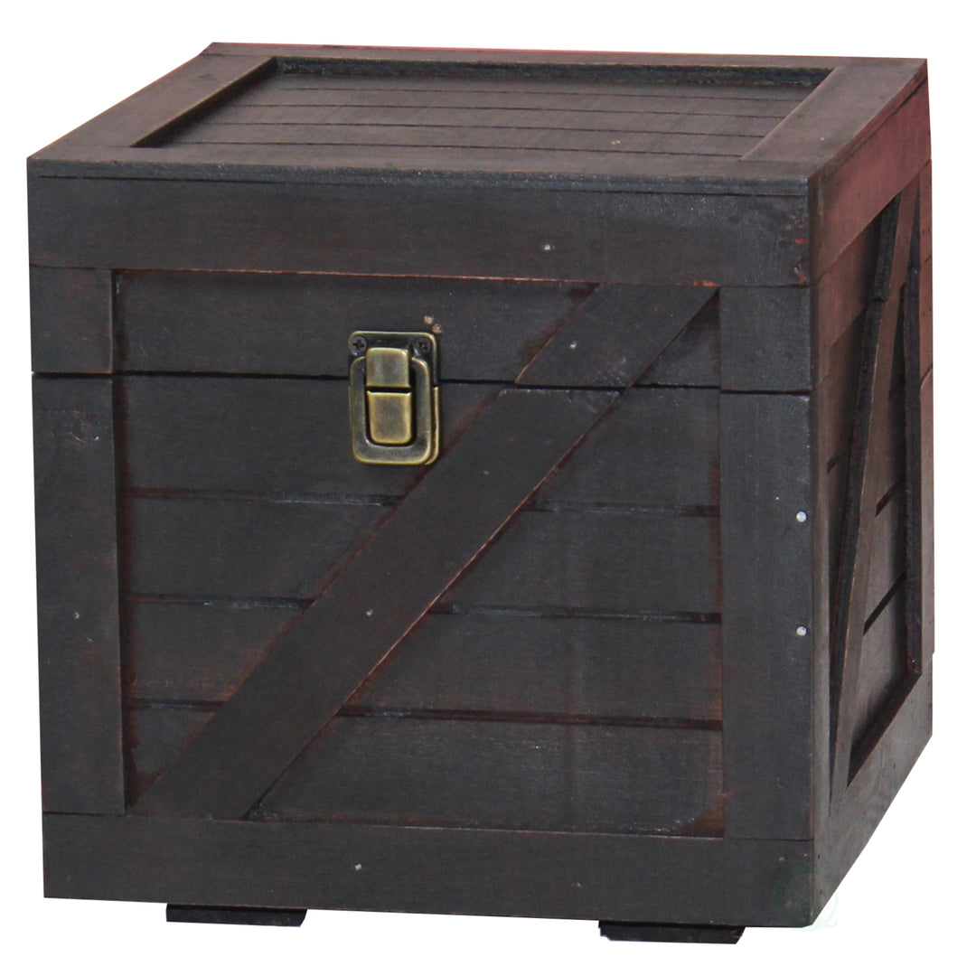 Stackable Wooden Cargo Crate Storage Chest Decorative Storage Box Large Rustic Design Image 1