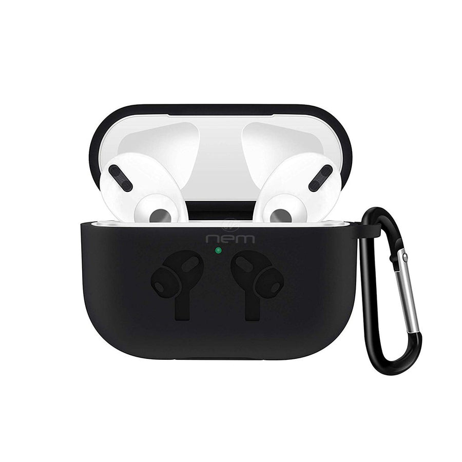 Apple AirPods Pro Silicone Earpod Charging Protective with Carabiner Case Cover Black Image 1