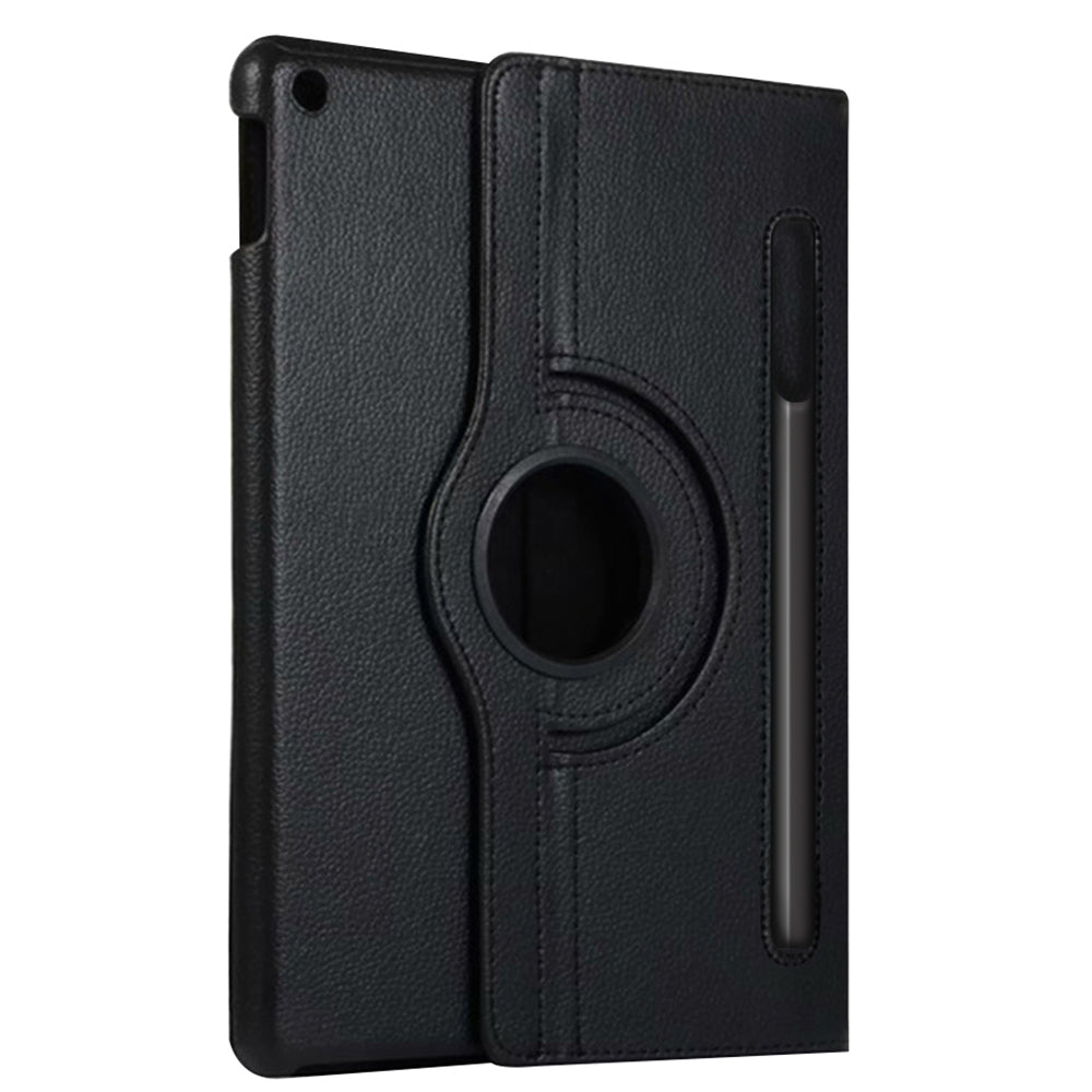 Apple iPad 7th Generation 2019 10.2 inch 360 Degree Rotating Stand W/ Pencil Slots Leather Folio Tablet Case Cover Black Image 2