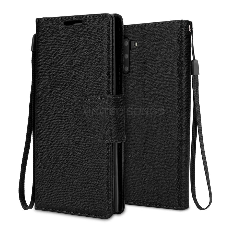 Samsung Galaxy Note 10 Plus / Note 10 Pro Shockproof Folio Wallet Card Holder Case Cover Black Image 1