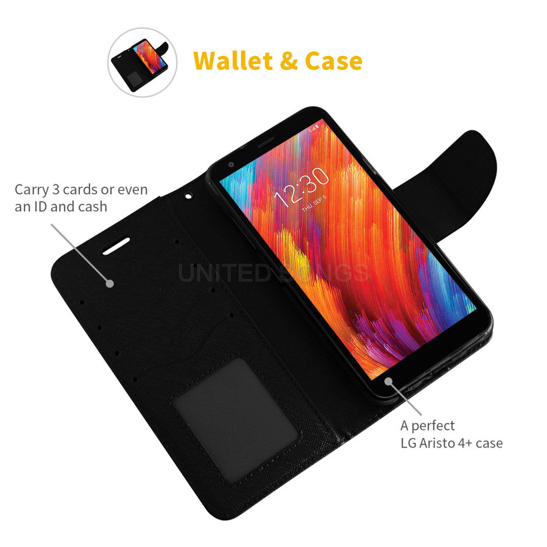 LG Aristo 4 Plus / Prime 2 / K30 (2019) Edge Folio Leather Wallet Pouch Case Cover Black Image 4