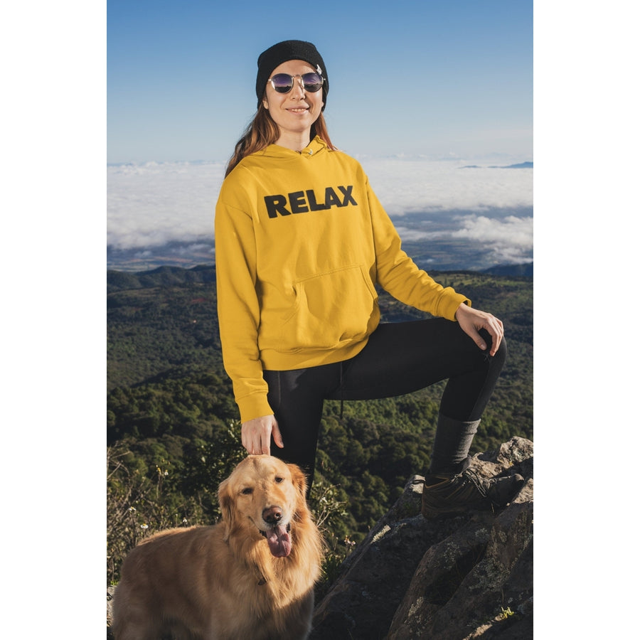 Relax Hoodie Unisex Heavy Blend Hooded Sweatshirt Word Hoodie Yellow White Gray and Red Image 1