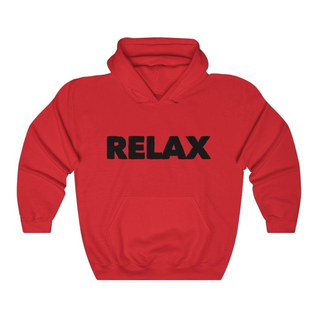 Relax Hoodie Unisex Heavy Blend Hooded Sweatshirt Word Hoodie Yellow White Gray and Red Image 4