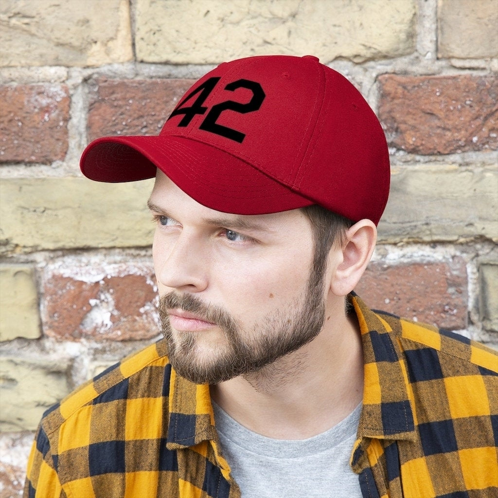 Unisex Twill Hat Number Forty Two Honoring Baseballs Barrier Breaker 42 Hat Image 1