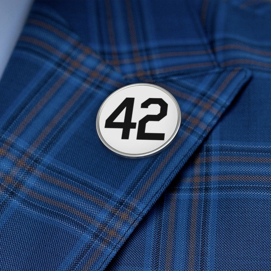 Fashion Pin Metal Pin 42 Lapel Pin Silver with Black Number Forty Two Honoring Baseballs Barrier Breaker Tie Tack Image 1