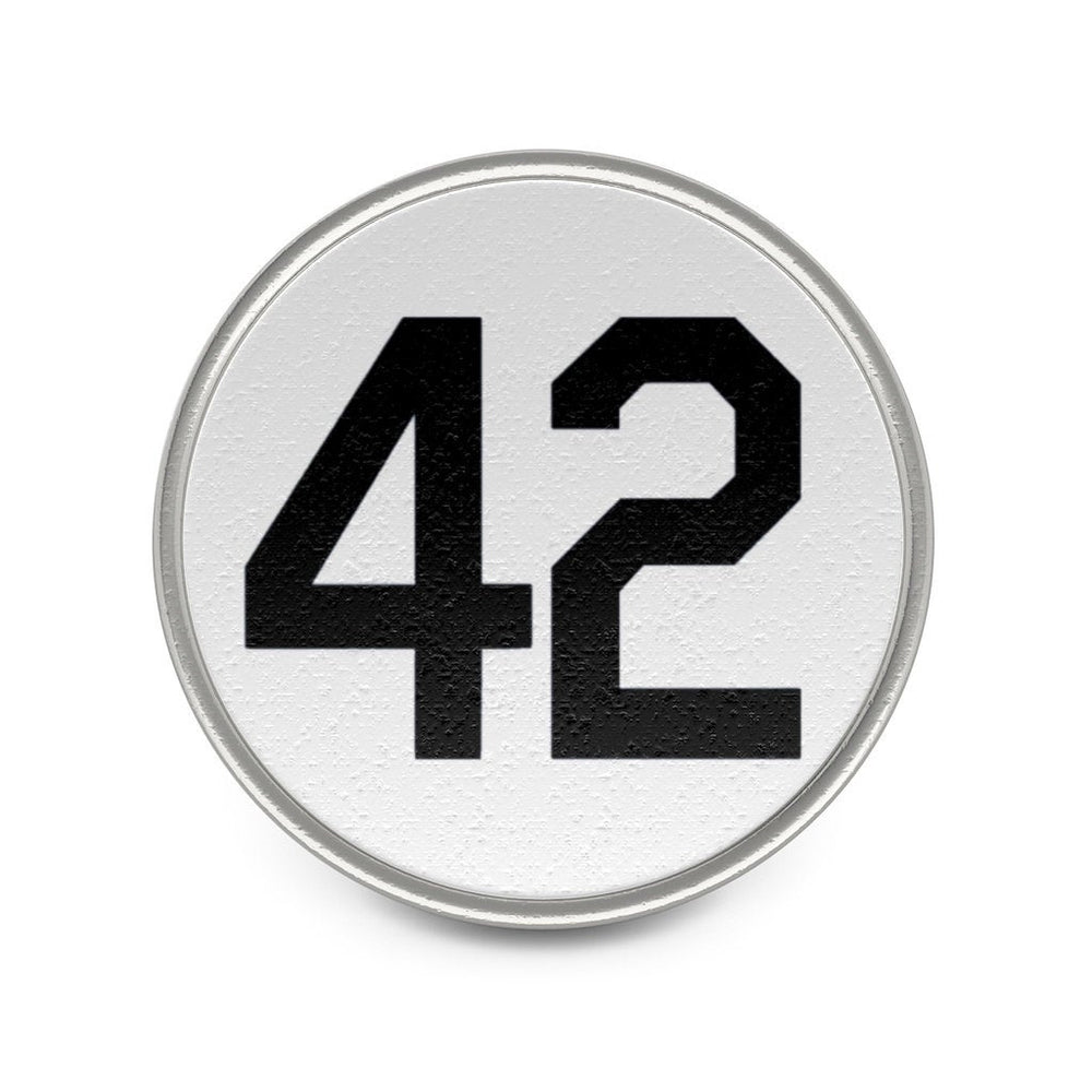 Fashion Pin Metal Pin 42 Lapel Pin Silver with Black Number Forty Two Honoring Baseballs Barrier Breaker Tie Tack Image 2