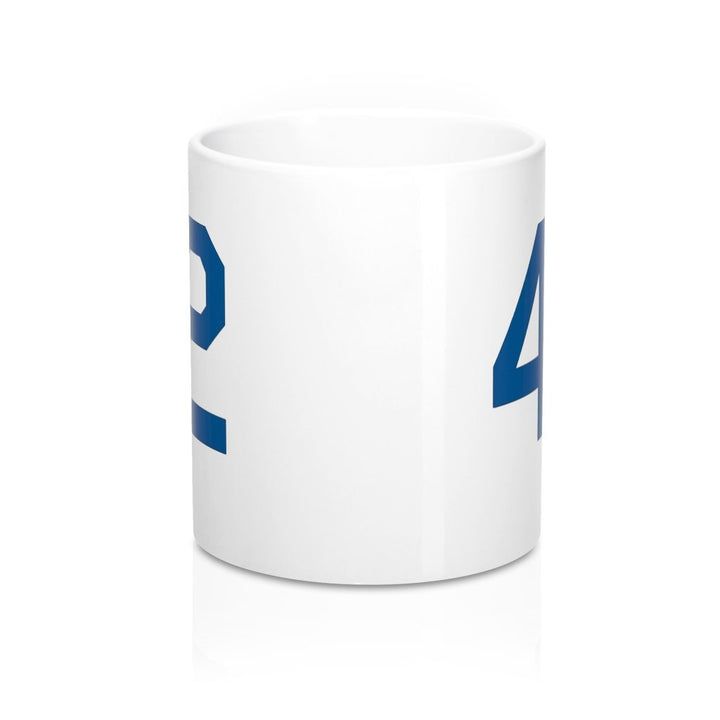 Baseball Coffee Cup Honoring Baseballs Barrier Breaker Famous Number 42 Forty Two Coffee Mug 11oz Blue Image 3