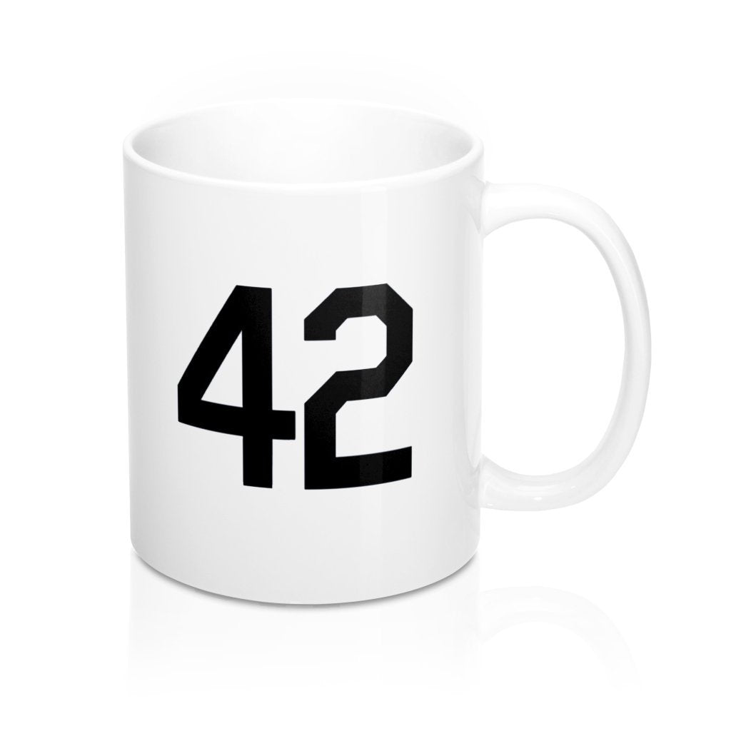 Baseball Coffee Mug Honoring Baseballs Barrier Breaker Famous Number 42 Forty Two Coffee Mug 11oz Black Image 2