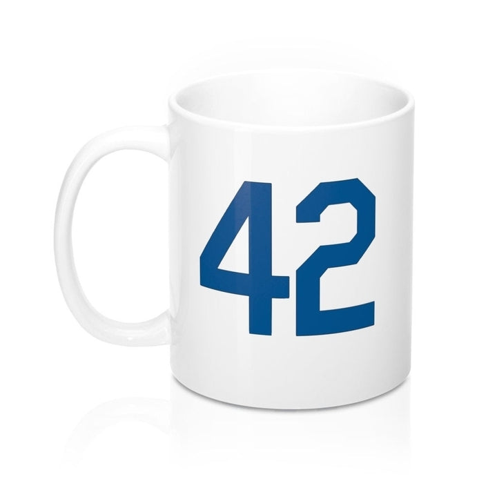 Baseball Coffee Cup Honoring Baseballs Barrier Breaker Famous Number 42 Forty Two Coffee Mug 11oz Blue Image 4