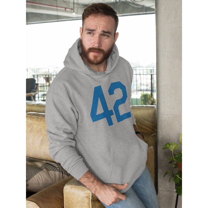 Baseball Hoodie Unisex Heavy Blend Hooded Sweatshirt Blue Number Forty Two Honoring Baseballs Barrier Breaker Baseball Image 1