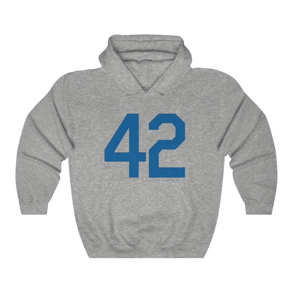 Baseball Hoodie Unisex Heavy Blend Hooded Sweatshirt Blue Number Forty Two Honoring Baseballs Barrier Breaker Baseball Image 2