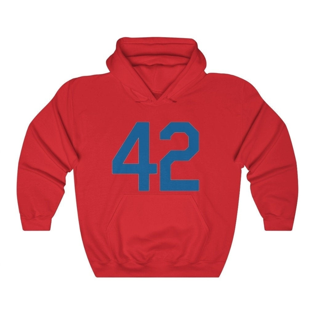 Baseball Hoodie Unisex Heavy Blend Hooded Sweatshirt Blue Number Forty Two Honoring Baseballs Barrier Breaker Baseball Image 4