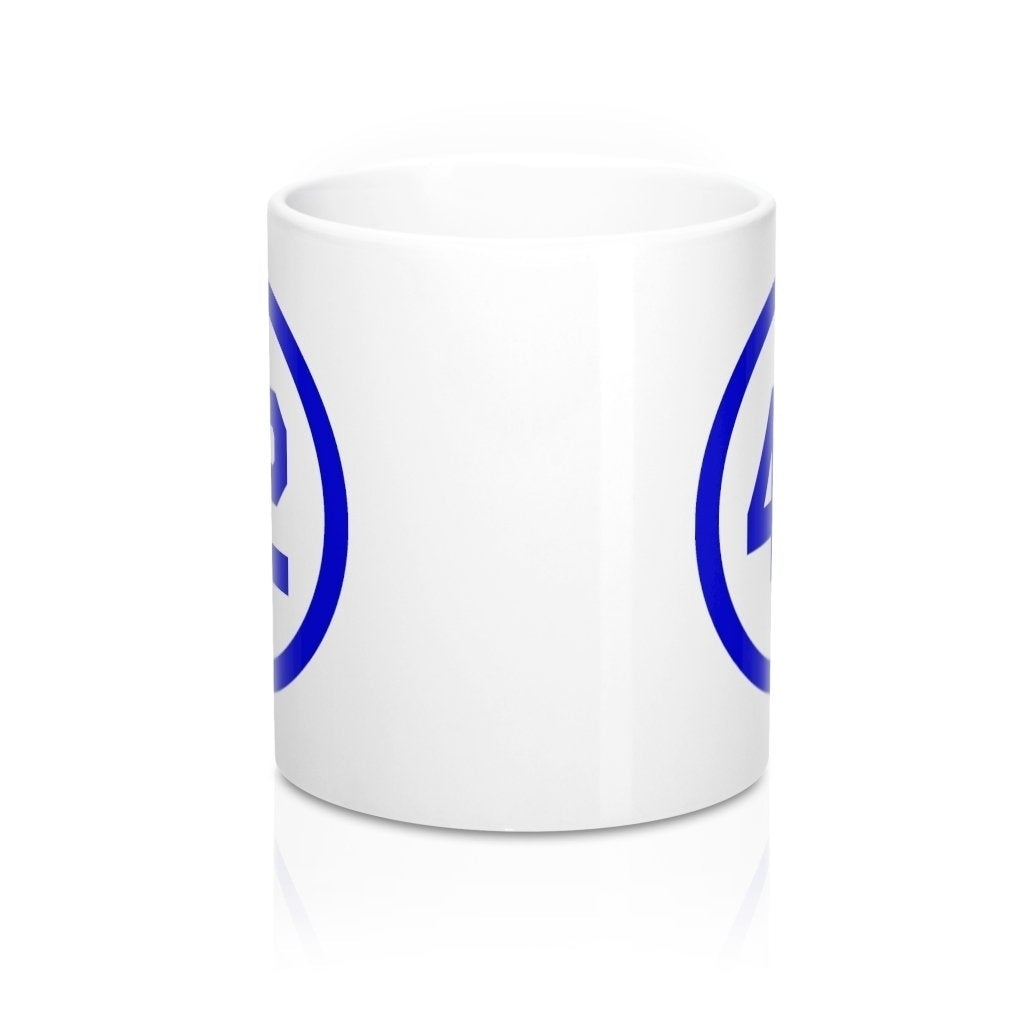 Fun Coffee Mug Honoring Baseballs Barrier Breaker Famous Number 42 Forty Two Coffee Mug 11oz Blue Image 3