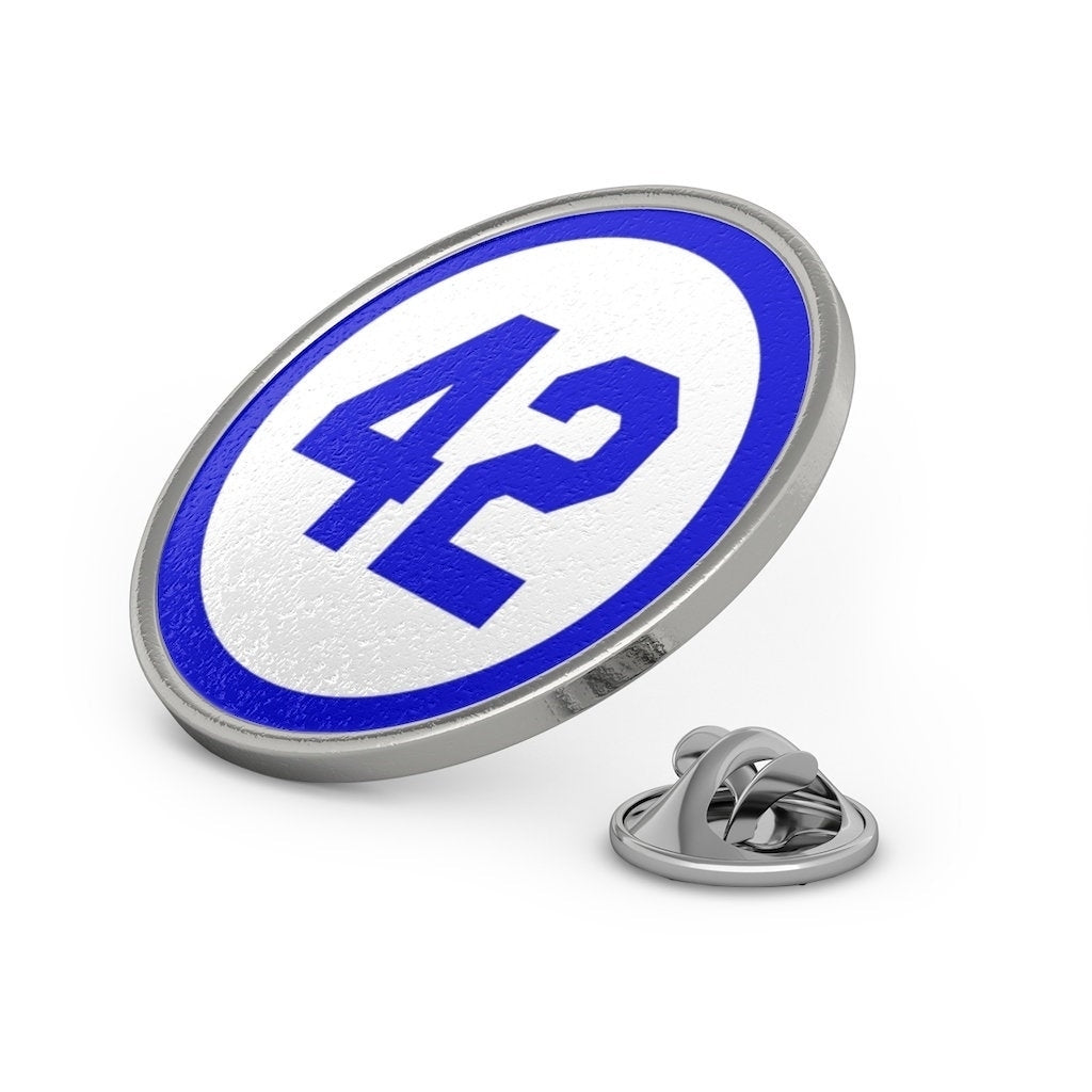 Baseball Pin Metal Pin 42 Lapel Pin Silver with Blue Number Forty Two Honoring Baseballs Barrier Breaker Tie Tack Image 3