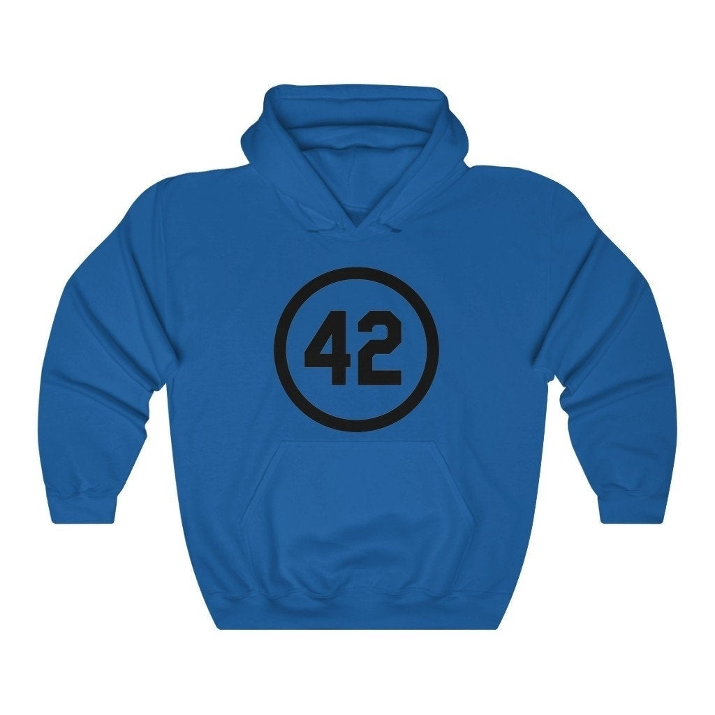 Honoring Baseballs Barrier Breaker Famous Number 42 Baseball Forty Two Unisex Heavy Blend Hooded Sweatshirt Image 4