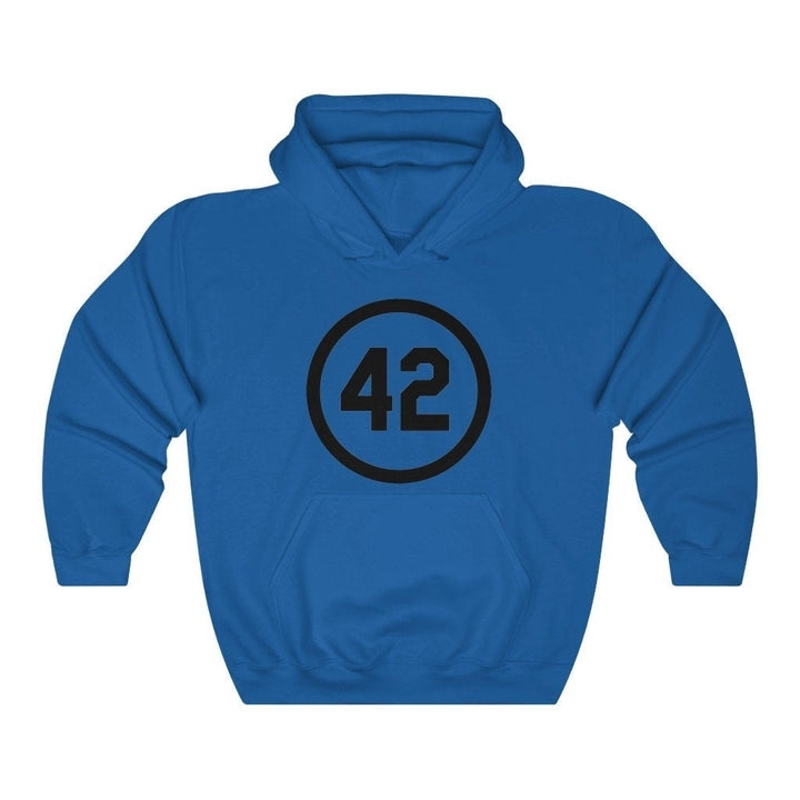 Honoring Baseballs Barrier Breaker Famous Number 42 Baseball Forty Two Unisex Heavy Blend Hooded Sweatshirt Image 4