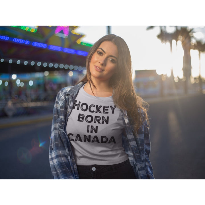 Hockey Born in Canada T Shirt Unisex Jersey Short Sleeve Tee Love of Hockey Canadian Pride Birthplace of Hockey Image 1