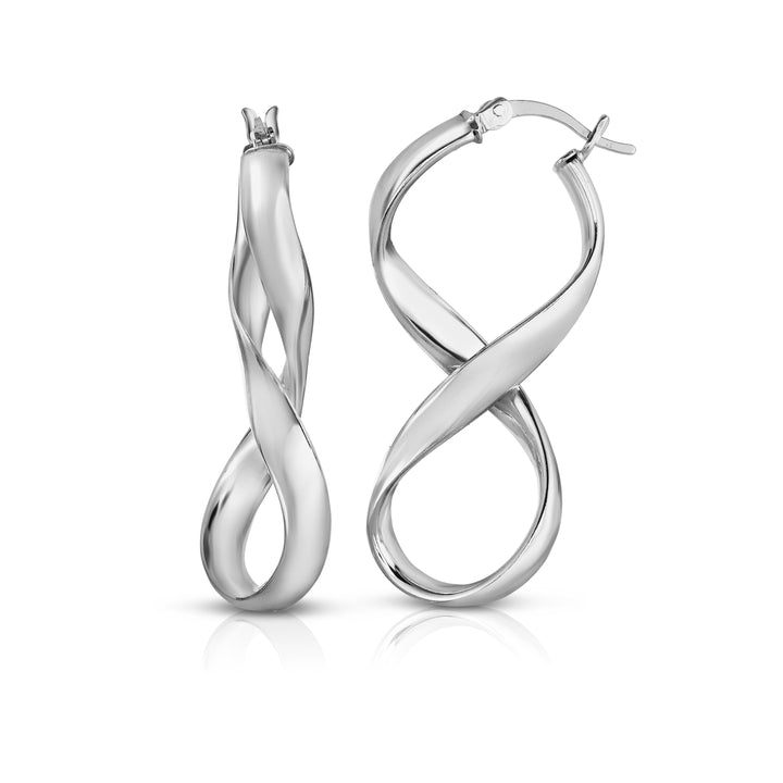 Italian Sterling Silver Infinity Hoop Earrings 925 French Lock Solid Silver Image 2