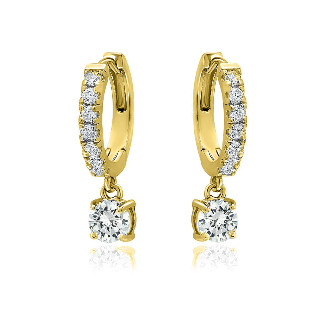 Huggie Crystal Drop Earrings Swarovski Elements 18K Gold Plated Brass Image 4