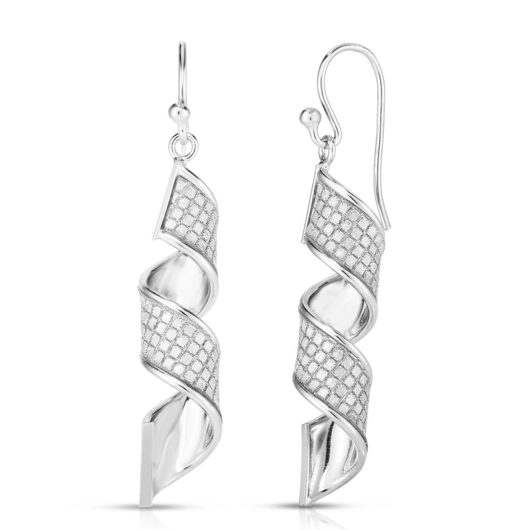 Italian Sterling Silver Spiral Drop Earrings with Swarovski Elements Gold Plated Image 4