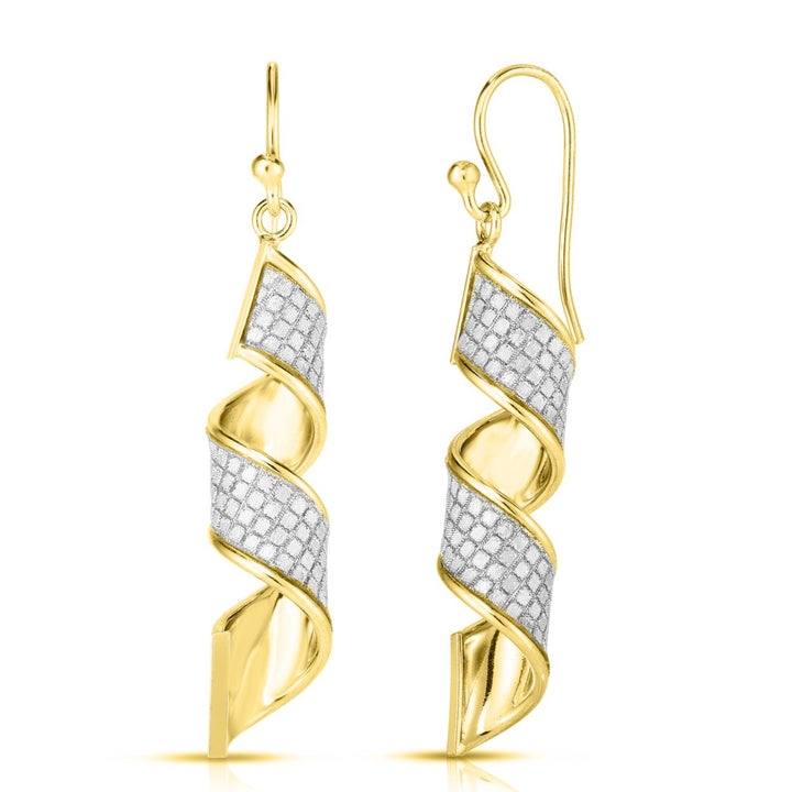 Italian Sterling Silver Spiral Drop Earrings with Swarovski Elements Gold Plated Image 4