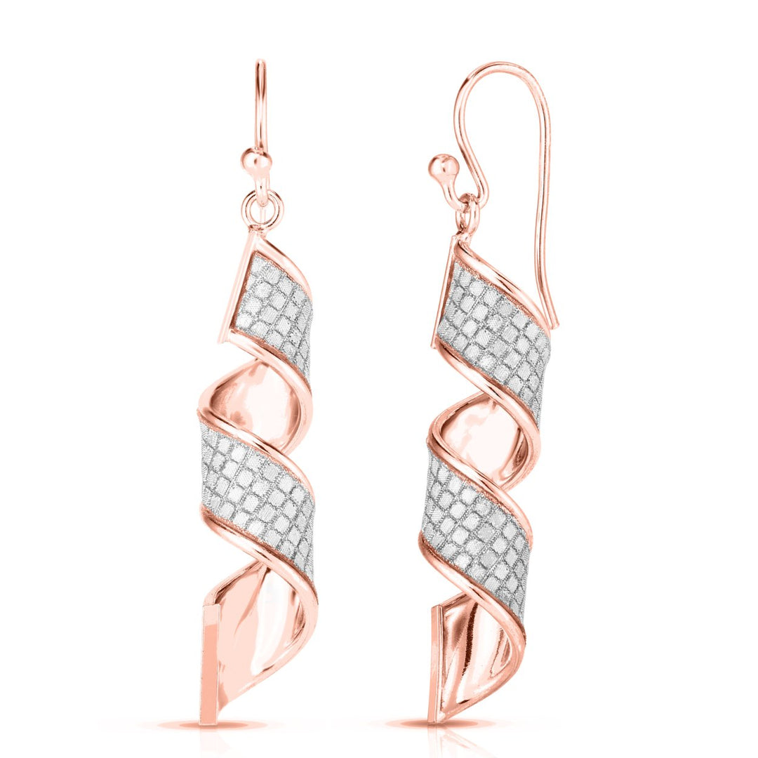 Italian Sterling Silver Spiral Drop Earrings with Swarovski Elements Gold Plated Image 6