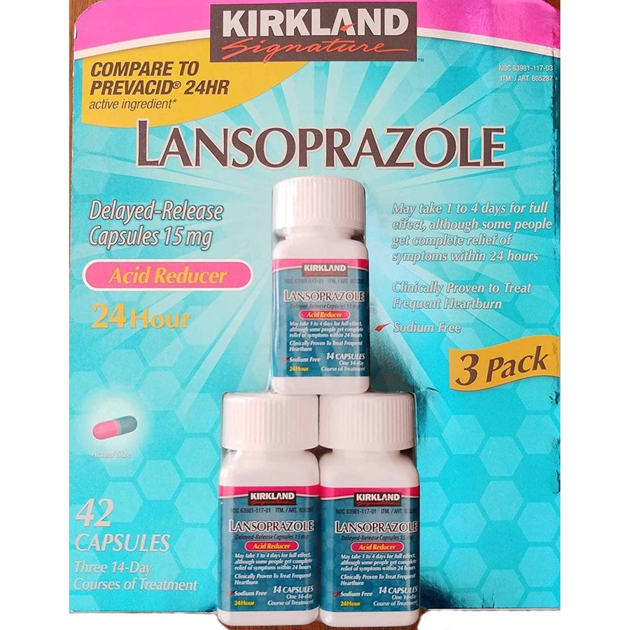 Kirkland Signature Lansoprazole 15 mg. Acid Reducer42 Capsules Image 1