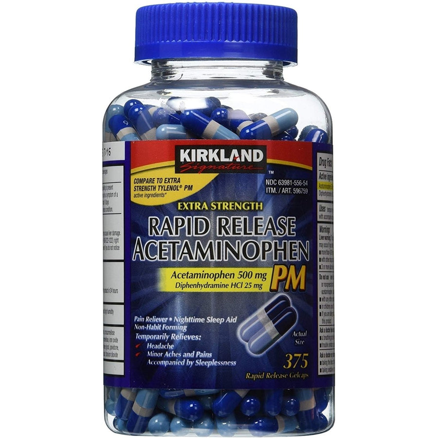 Kirkland Signature Acetaminophen PM 500 mg. 375 Capsules Image 1