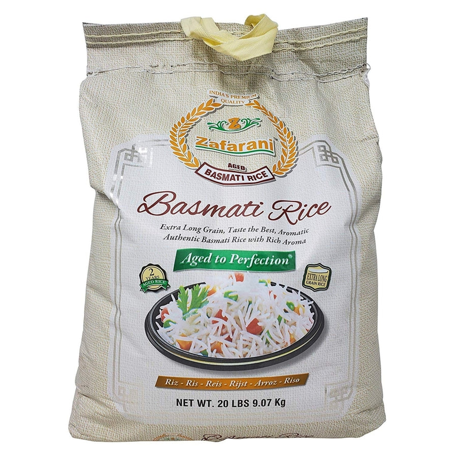Zafarani Aged Basmati Rice Aromatic Extra Long Grain Rice from India20 Pounds Image 1